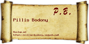 Pillis Bodony névjegykártya